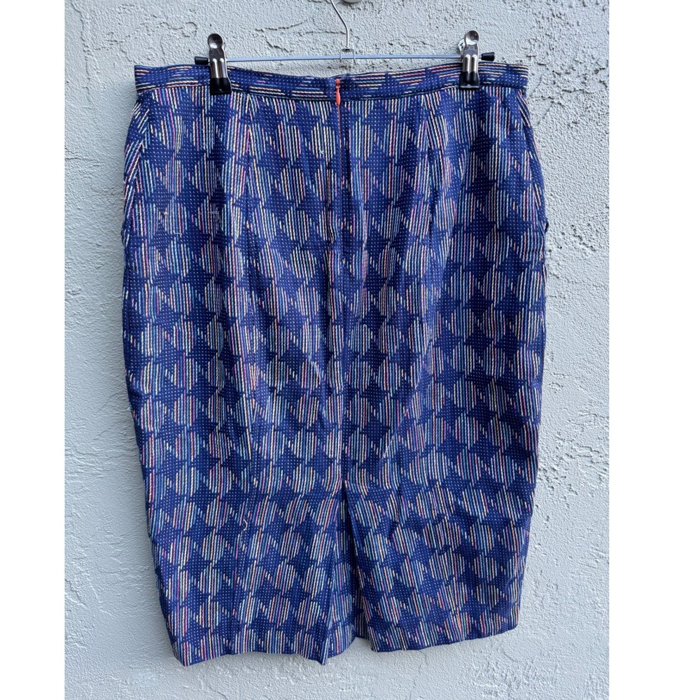 Anthropologie Eva Franco Textured Navy Blue Ruffle Pencil Skirt SZ 10 Career - Picture 5 of 6